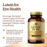 Back of Solgar Lutein Eye Health Supplement packaging