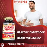 Back of Tenmido Cayenne Extract Capsules bottle