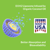 Back of UpNourish Liposomal Vitamin D3 K2 softgel bottle with ingredient list