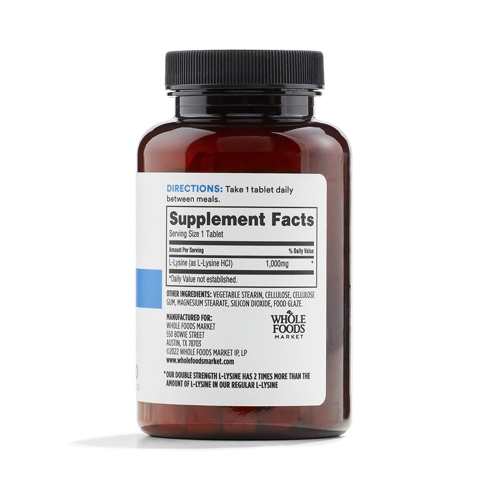 Back of Whole Foods Market L-Lysine Capsules packaging