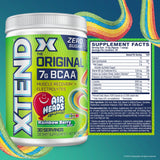 Back of Xtend BCAA Powder 374g packaging showing nutritional information