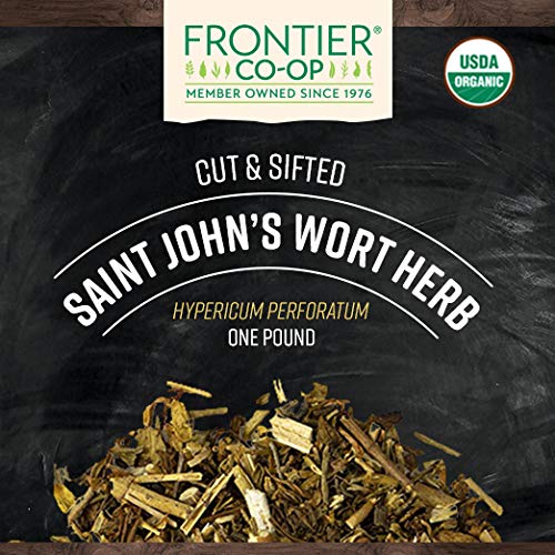 Back packaging of Frontier Co-op Organic St. John's Wort Herb