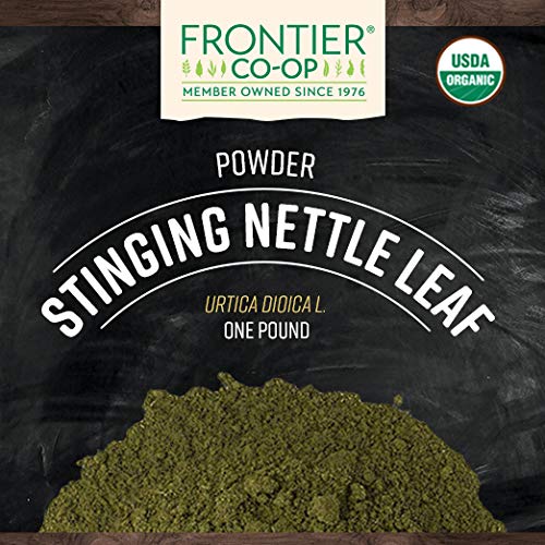 Back packaging of Frontier Co-op Organic Stinging Nettle Leaf 454g