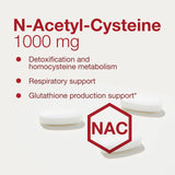 Back packaging of PROTOCOL FOR LIFE BALANCE N-Acetyl-Cysteine 1000mg