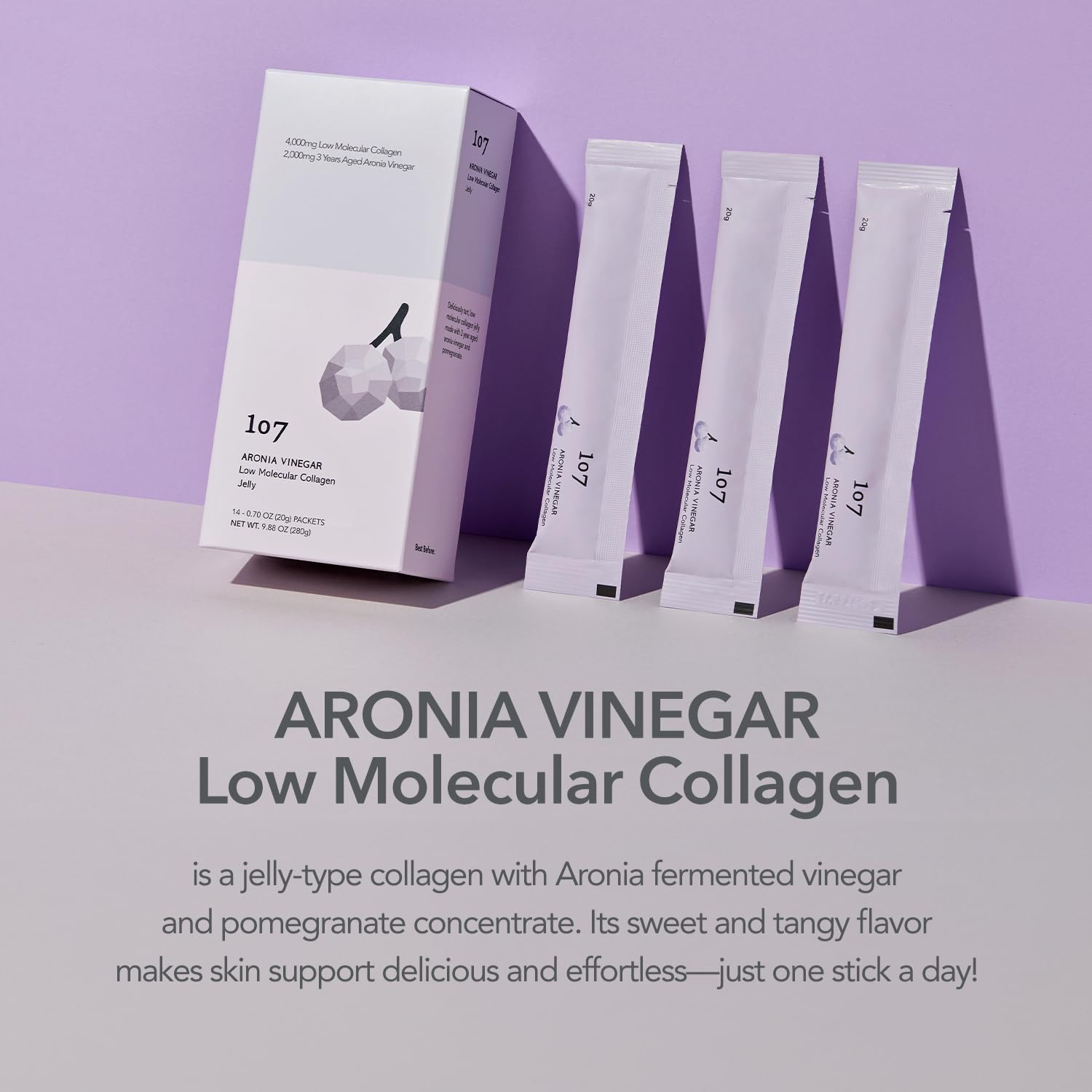 Back view of 107 Low-Molecular Collagen Jelly packaging