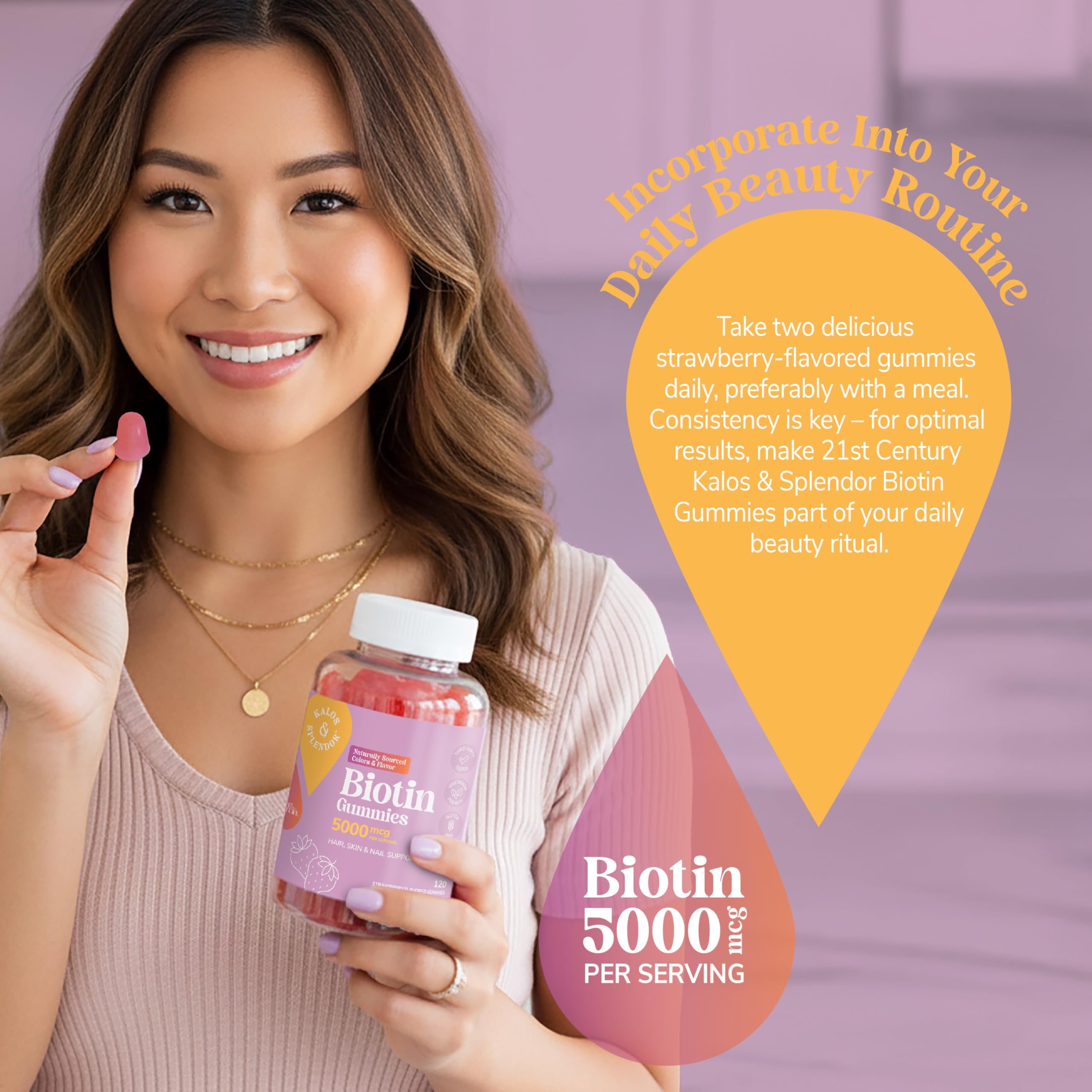 Back view of 21st Century VitaJoy Biotin Gummies packaging