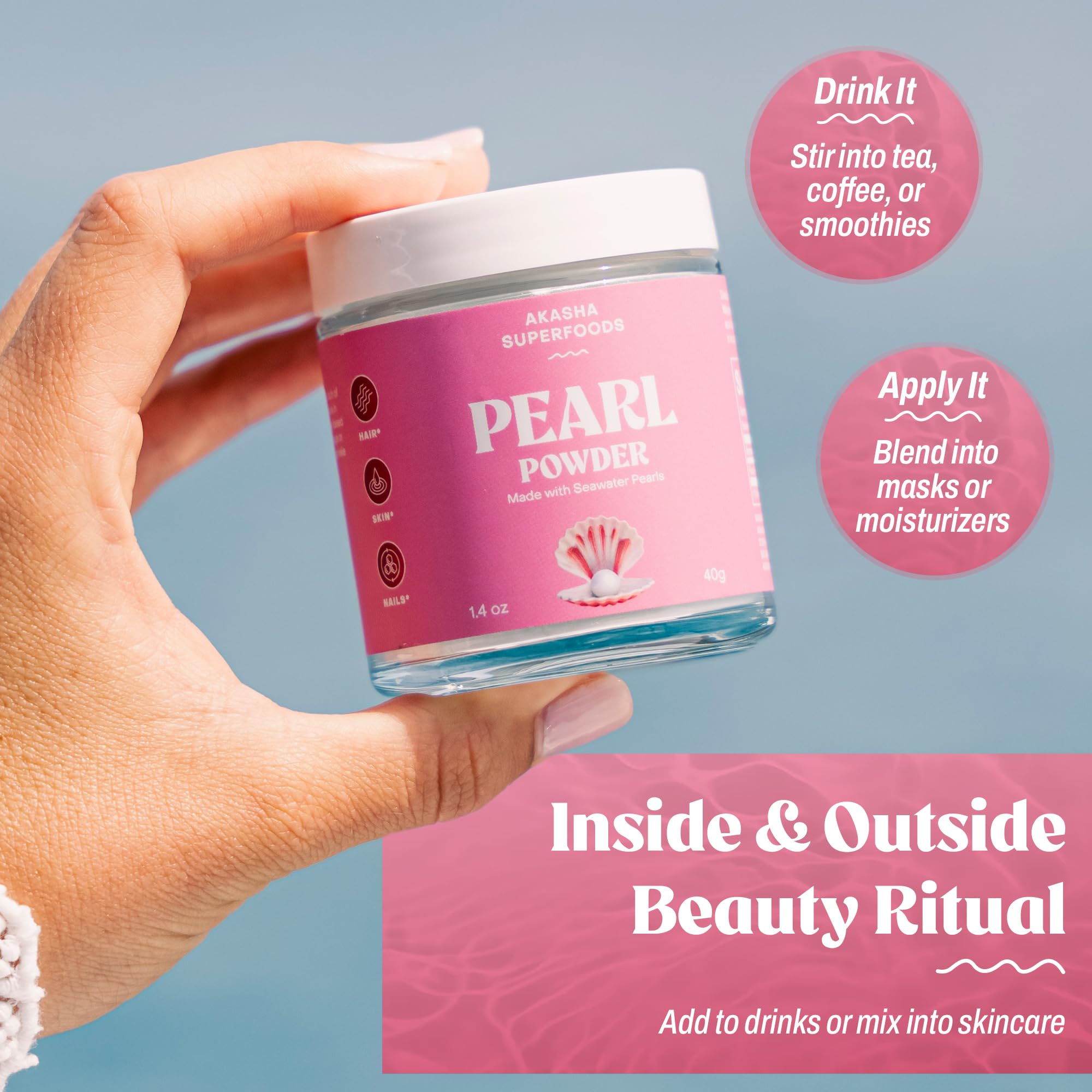 Back view of Akasha Superfoods Pearl Powder packaging