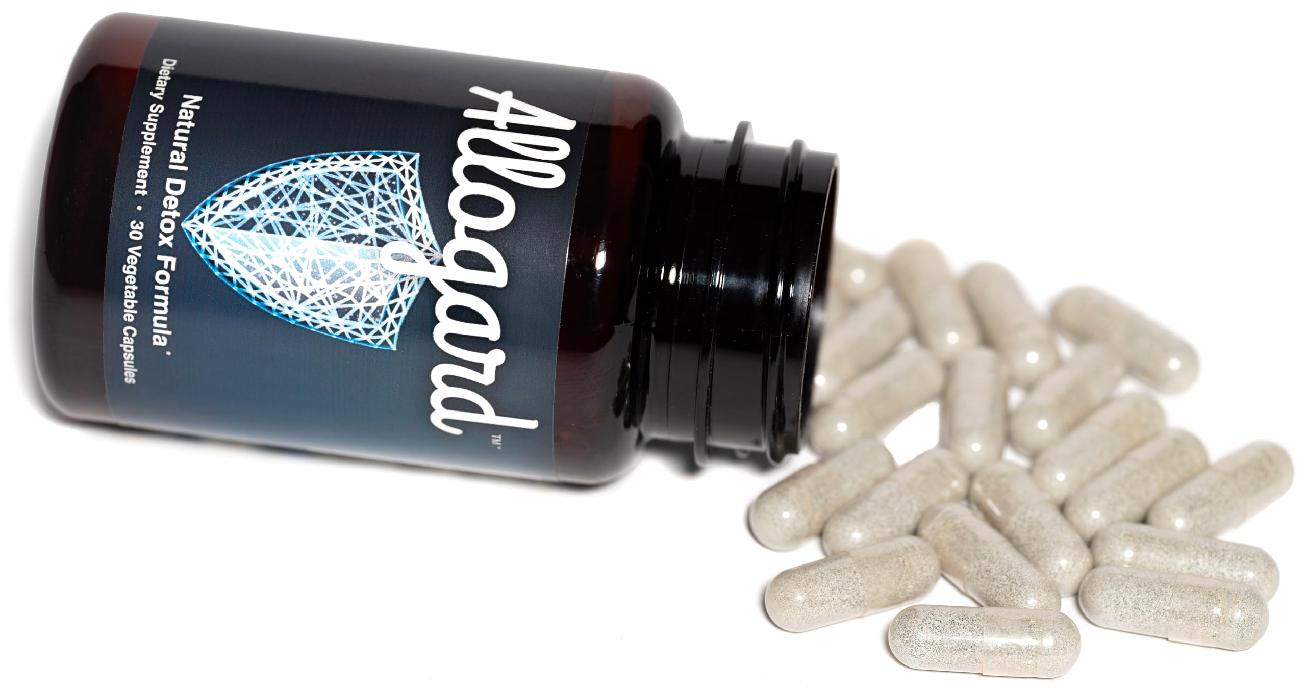 Back view of Allogard supplement bottle with nutritional information