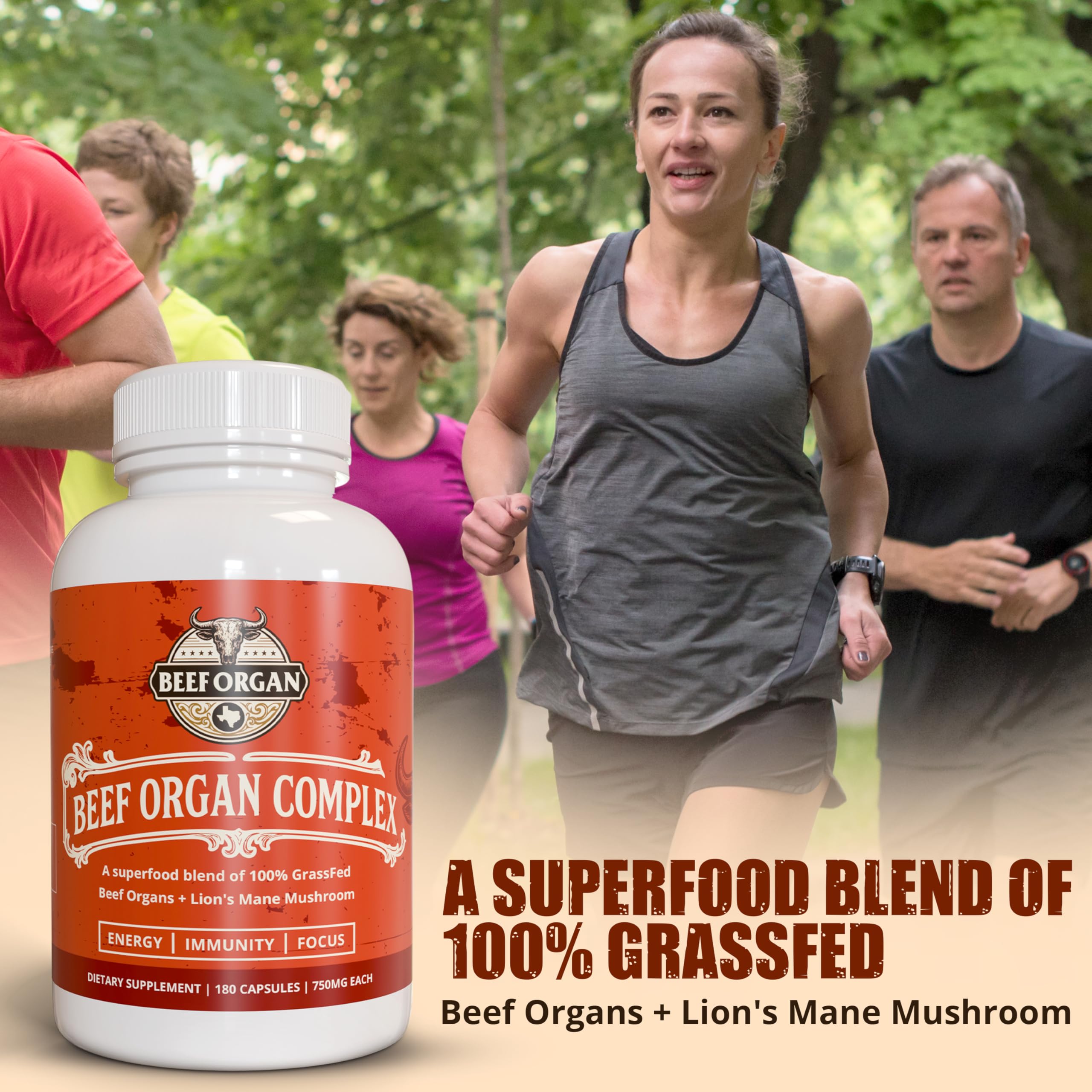 Back view of ANCIENT DIOSA Beef Organ Complex Capsules bottle
