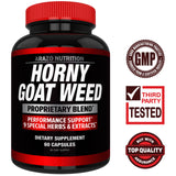Back view of Arazo Nutrition Horny Goat Weed supplement with ingredient list