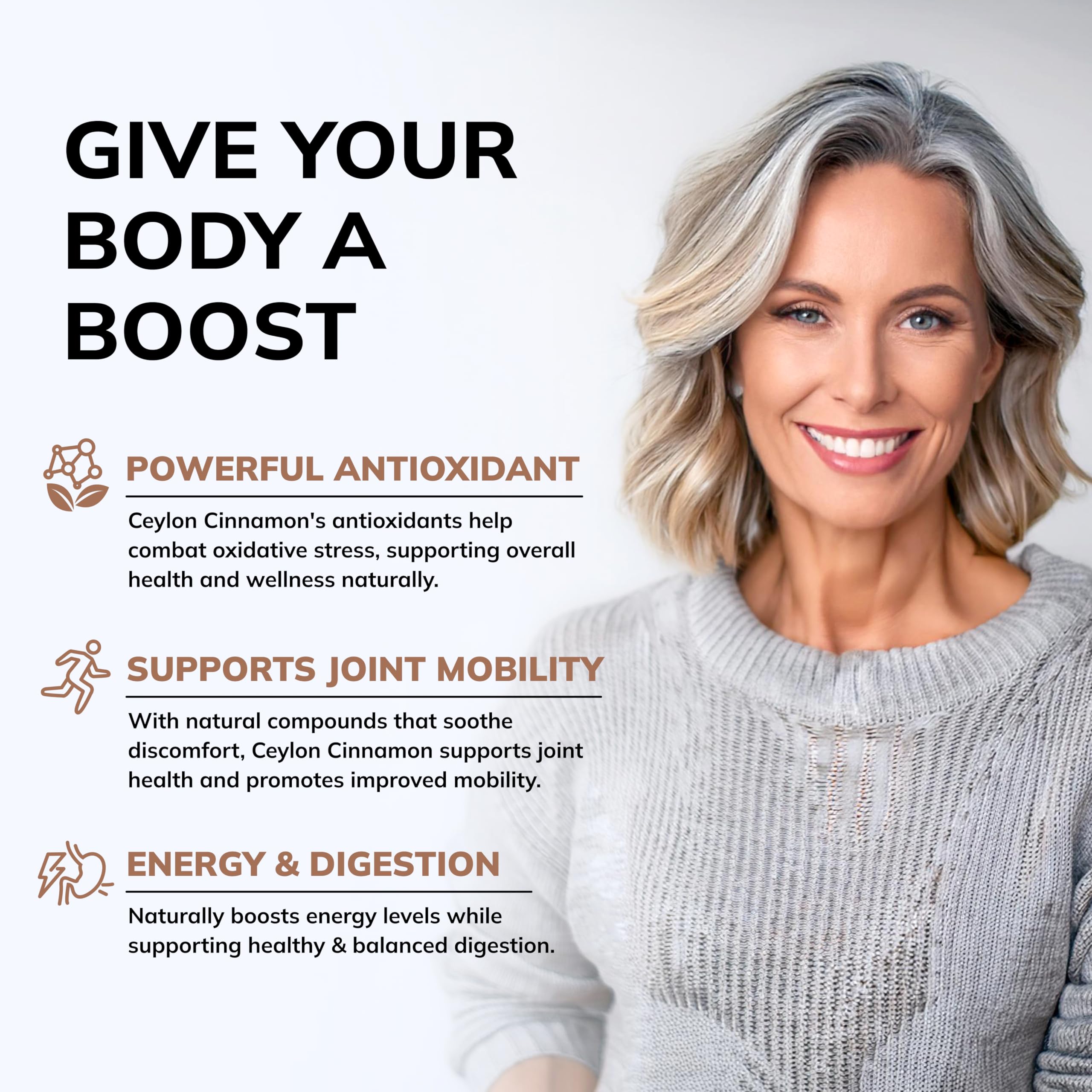 Back view of aSquared Nutrition Ceylon Cinnamon supplement facts
