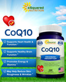 Back view of aSquared Nutrition CoQ10 400mg 200 capsules bottle