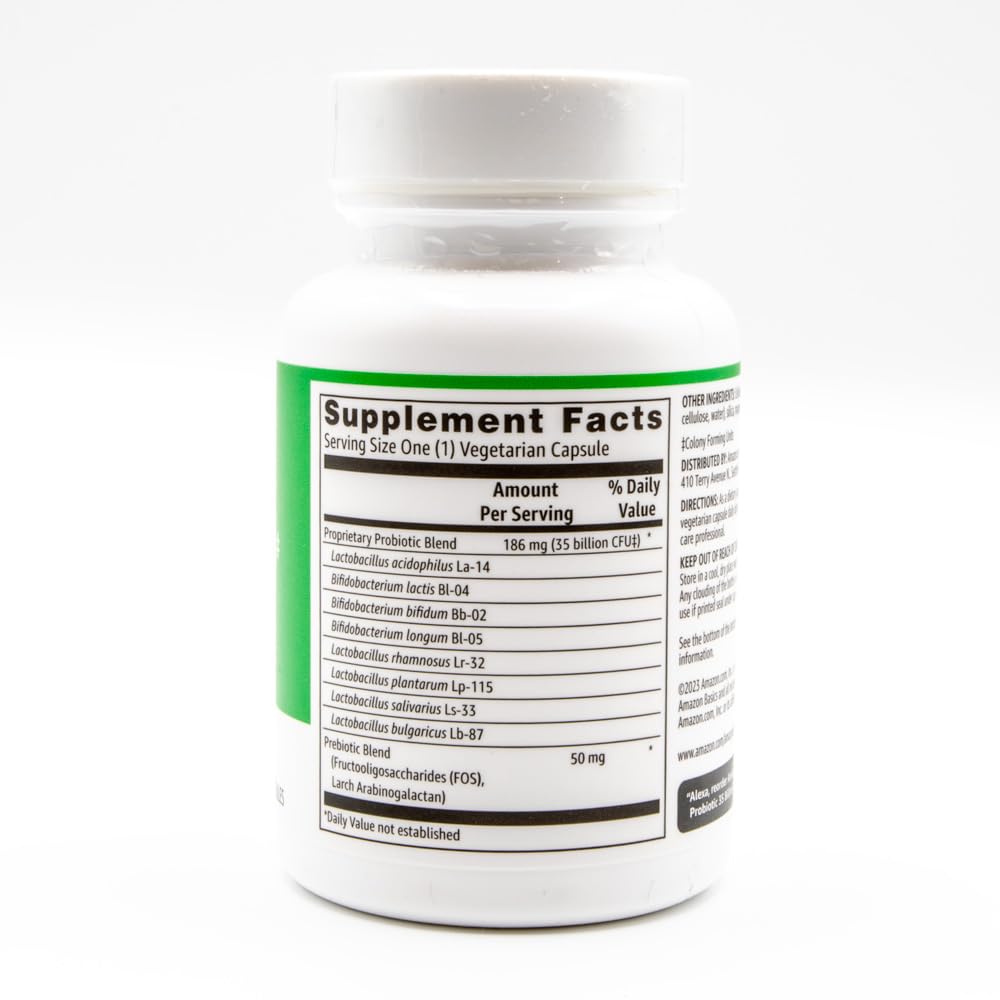 Back view of Basics Probiotic Capsules showing ingredients