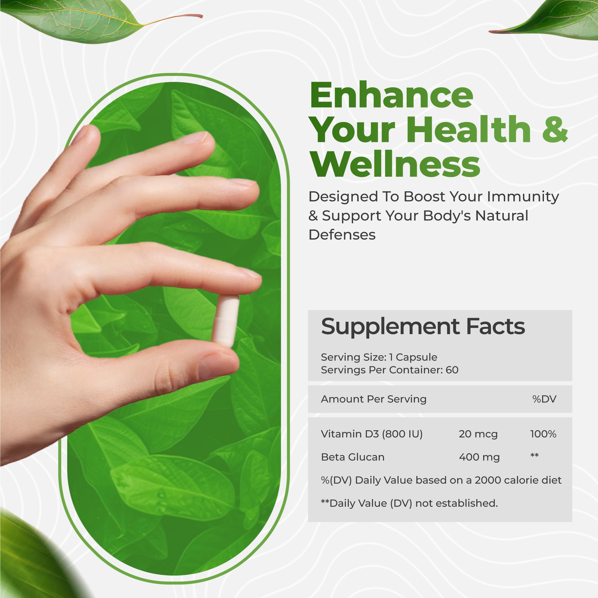 Back view of Bio Schwiiz Beta Glucan Supplement packaging