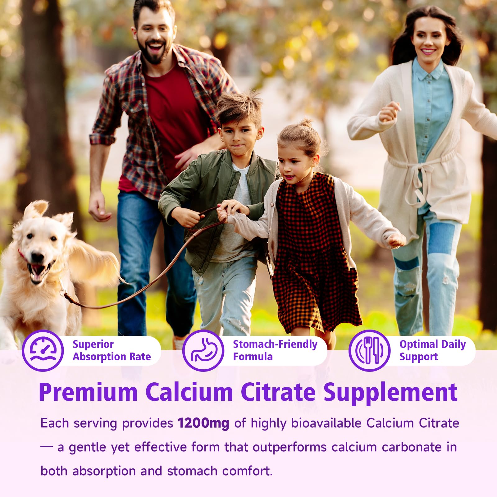 Back view of BVIVLOO Calcium Citrate Gummies packaging