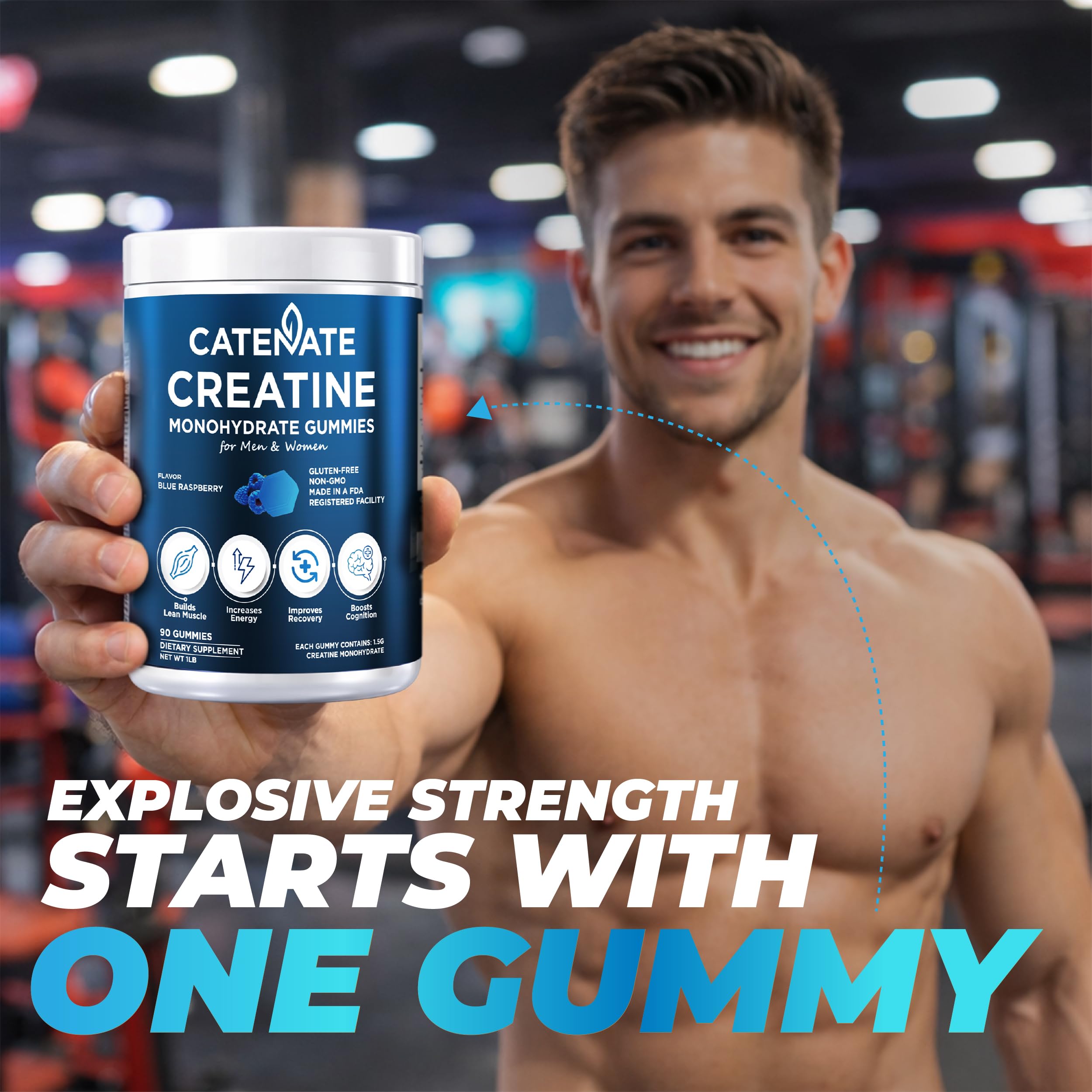 Back view of CATENATE Creatine Gummies packaging