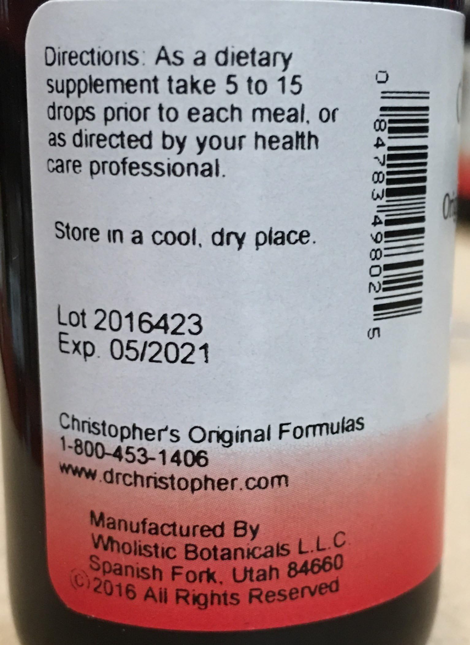 Back view of Christopher's Original Formulas Blood Stream Formula packaging