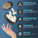Back view of CogniBlaze Nootropic Pouches packaging