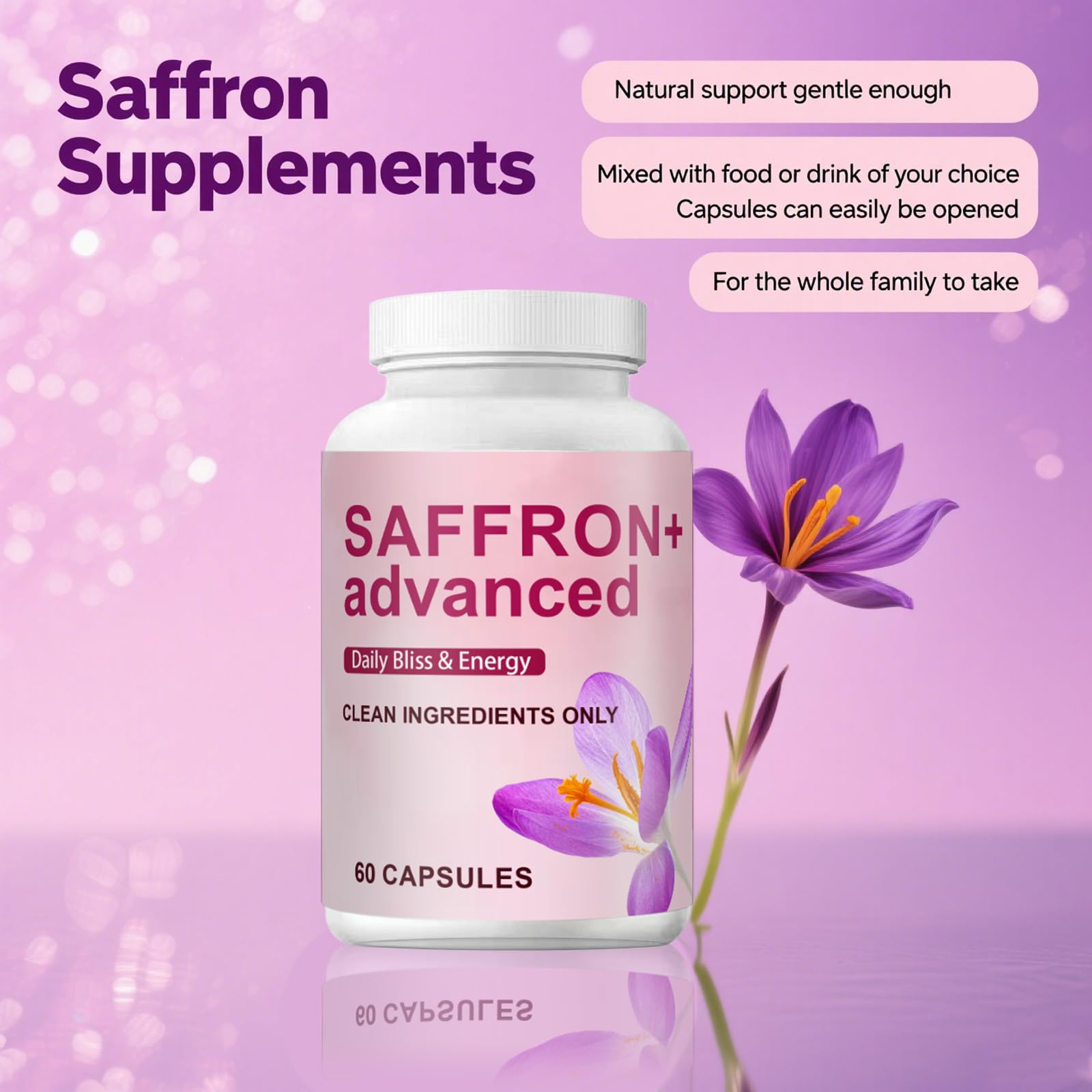 Back view of COLEPSW Saffron Supplement bottle