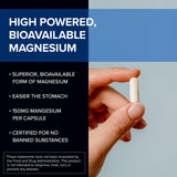 Back view of Designs for Sport Magnesium Bisglycinate Chelate 150mg capsules with ingredient list