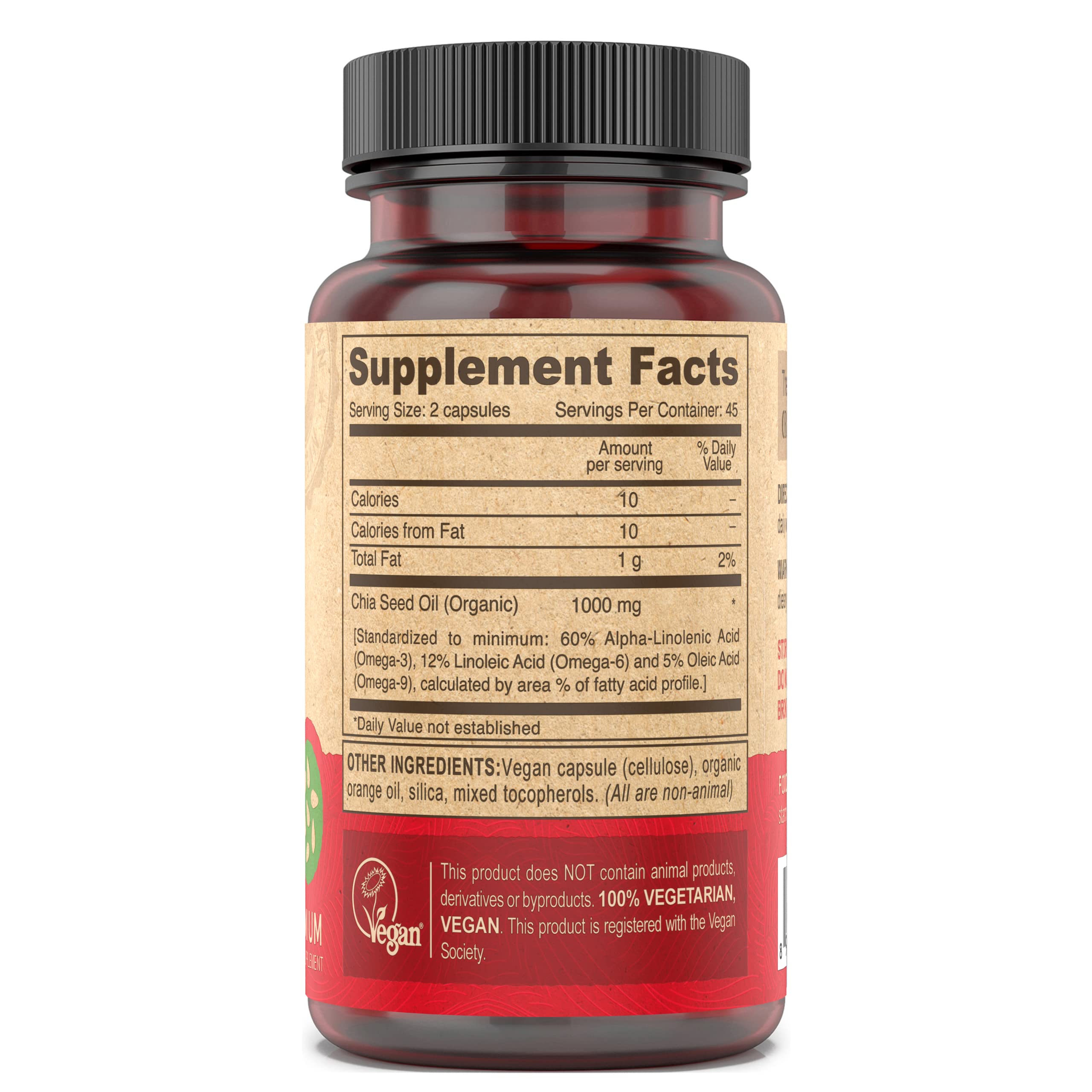 Back view of DEVA Chia Seed Oil Vegan Capsules packaging