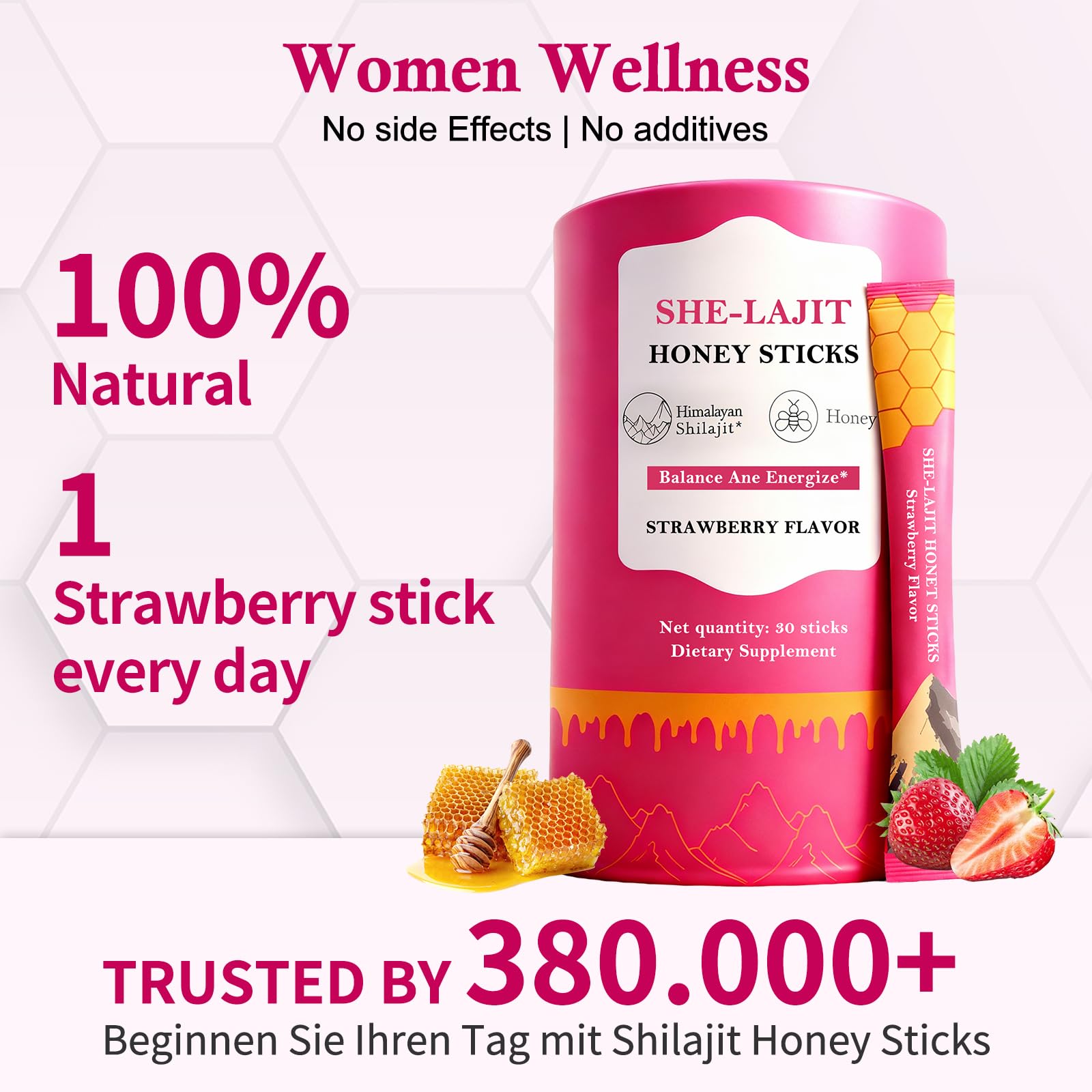 Back view of Dmtdnid Shilajit Honey Sticks packaging