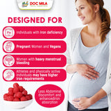Back view of Doc Mila Iron Bisglycinate Gummies packaging with ingredient list