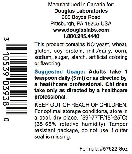 Back view of Douglas Laboratories Magnesium Supplement with ingredient list