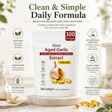 Back view of ELARE Aged Garlic Extract Softgels packaging with details