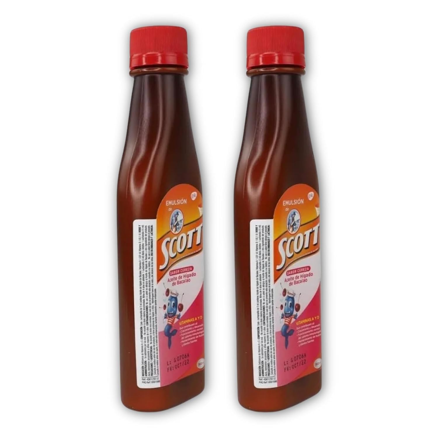 Back view of Emulsion de Scott liquid supplement bottle 363g