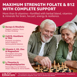 Back view of EnvyCure Methyl Folate B12 Gummies packaging