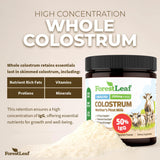 Back view of ForestLeaf Bovine Colostrum Powder 118g packaging
