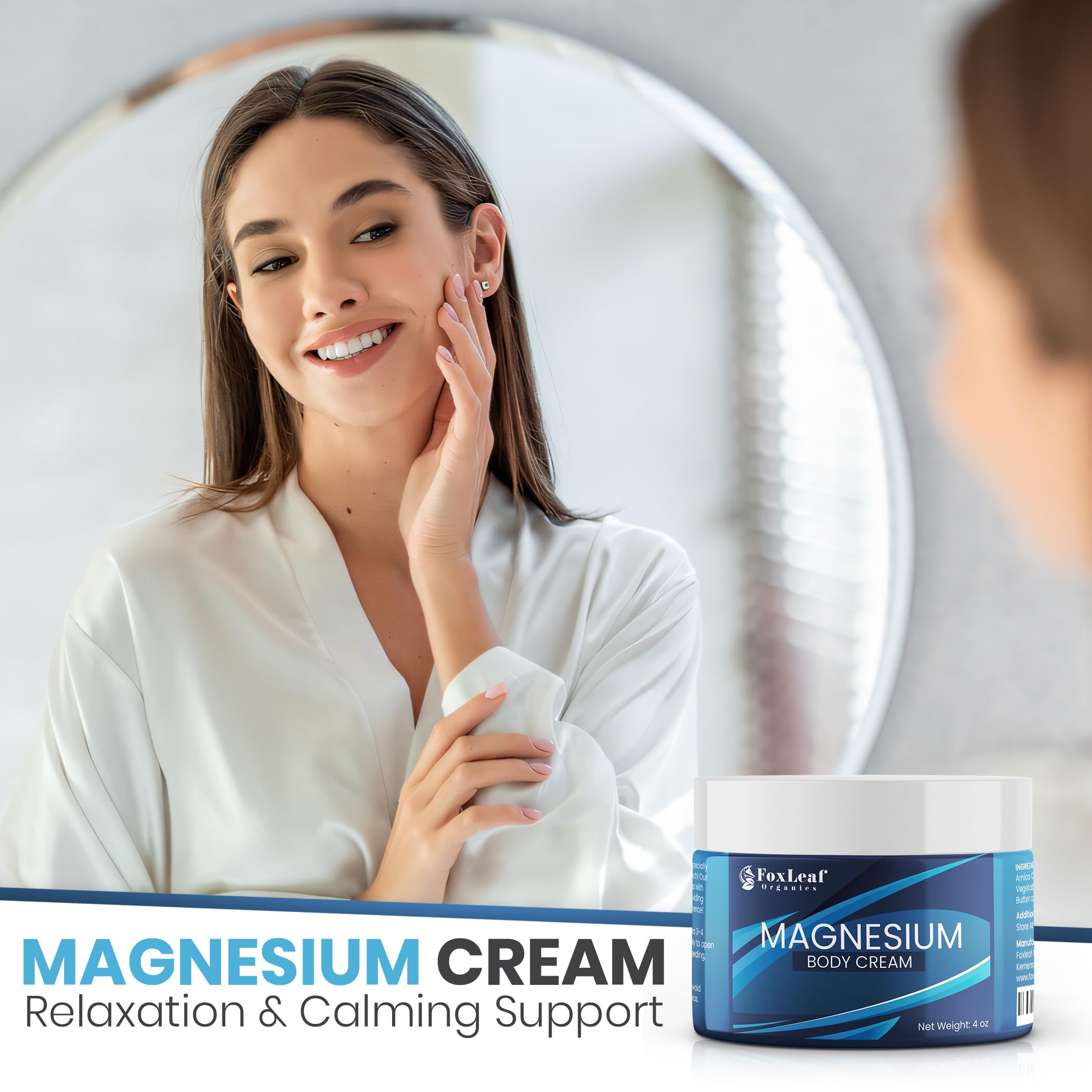 Back view of FOXLEAF Magnesium Cream packaging