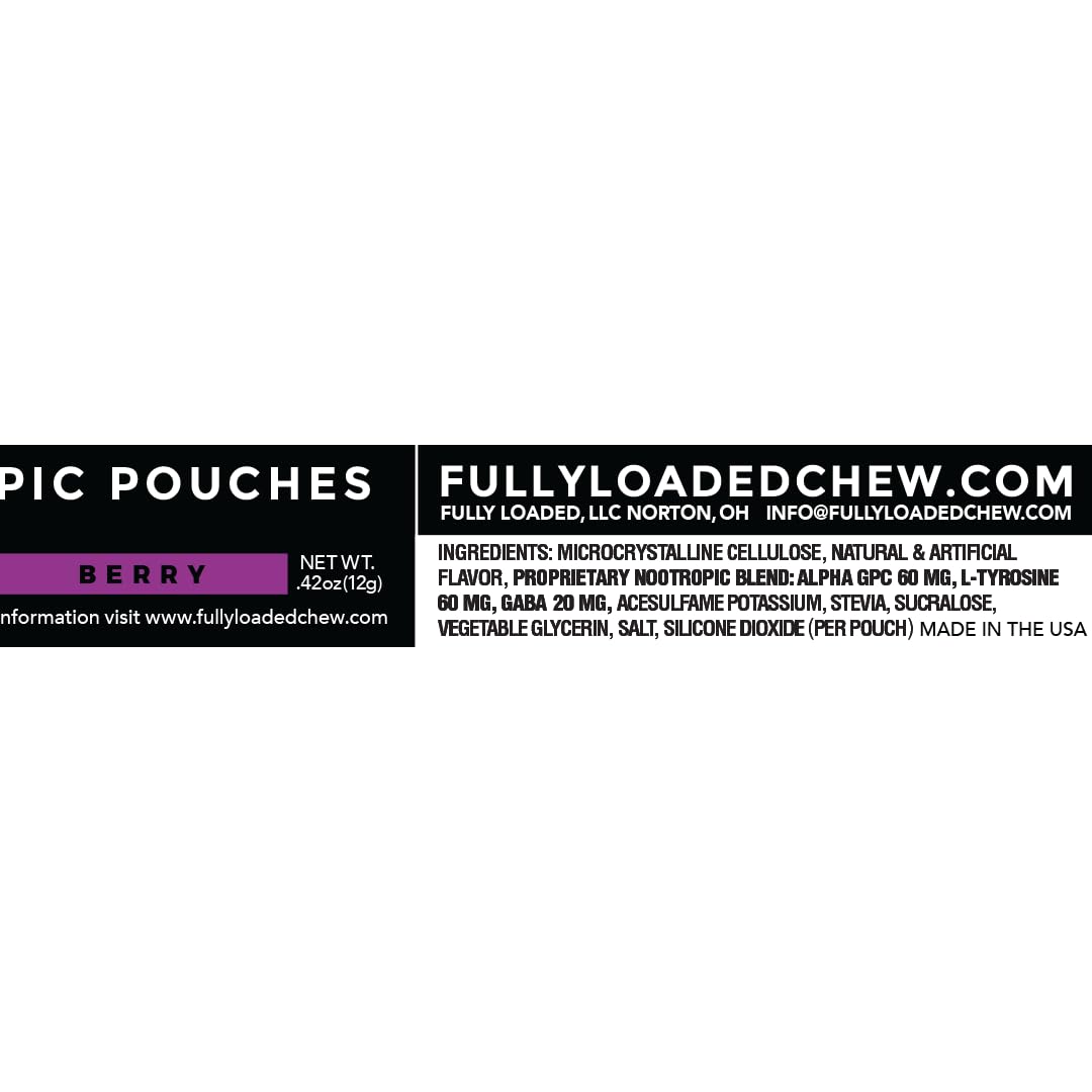 Back view of Fully Loaded Bullseye Nootropic Pouches packaging