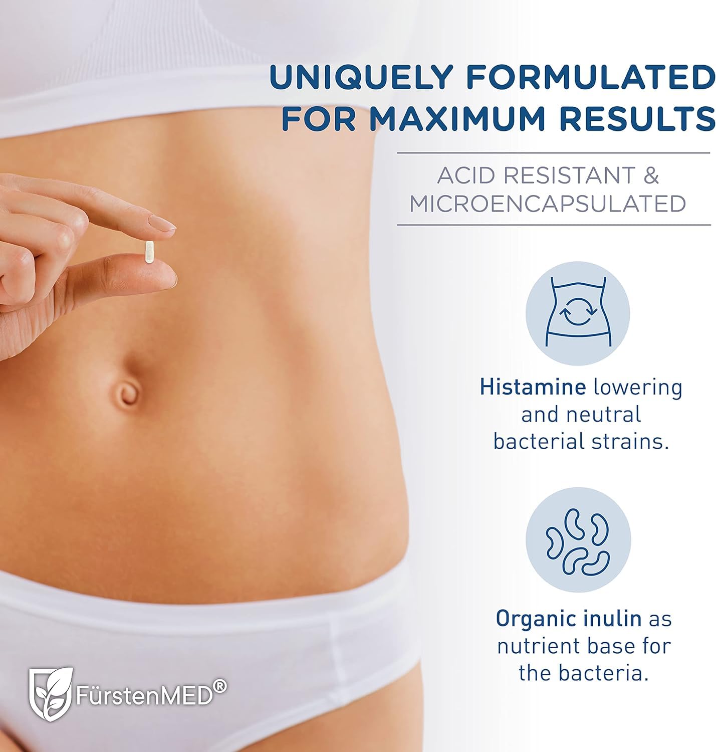 Back view of FürstenMED Bifidoflor HIT Vegan Probiotic Capsules packaging