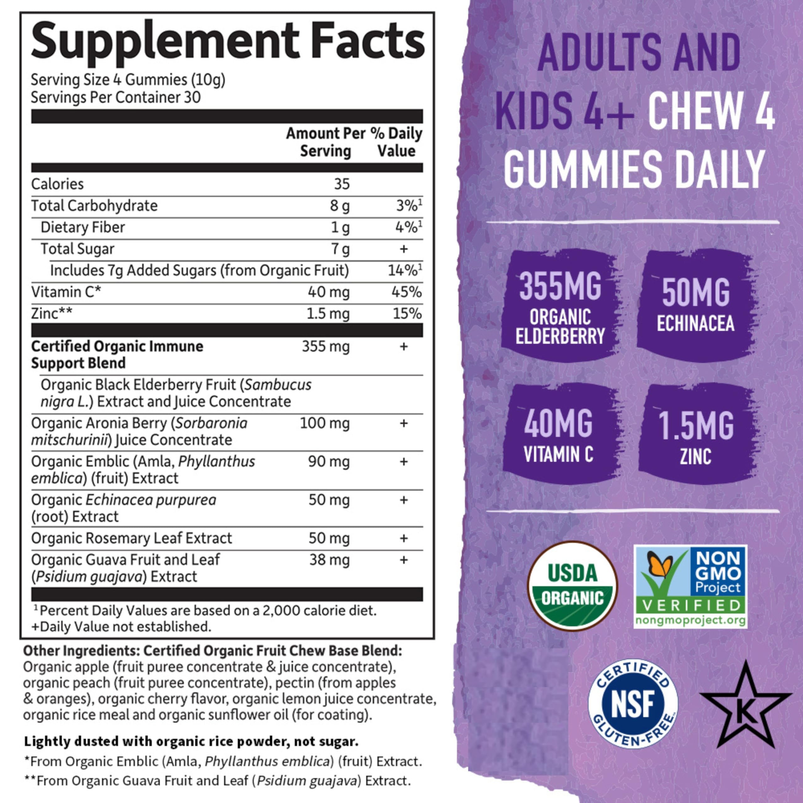 Back view of Garden of Life Elderberry Gummies packaging