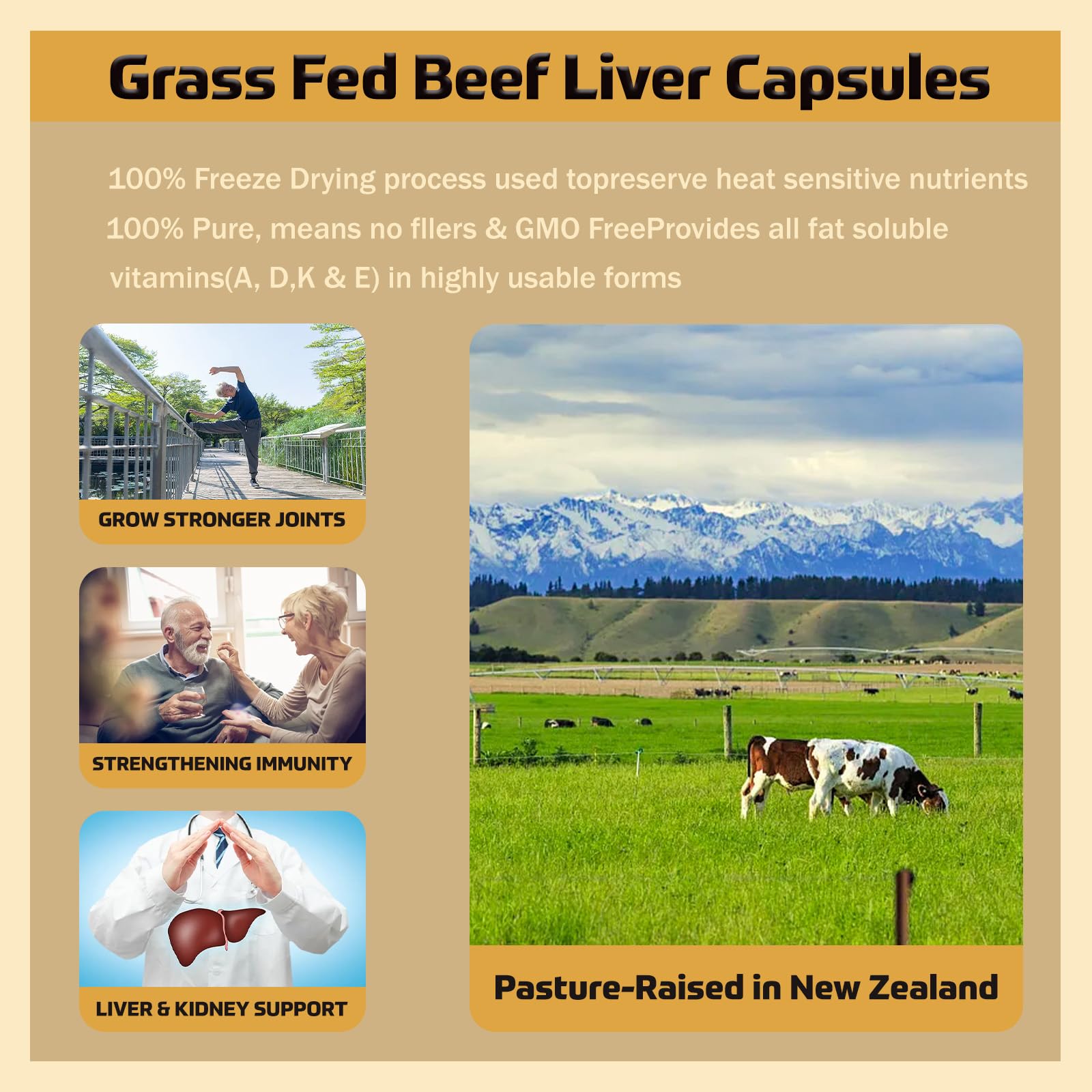 Back view of Generic Beef Liver Capsules packaging