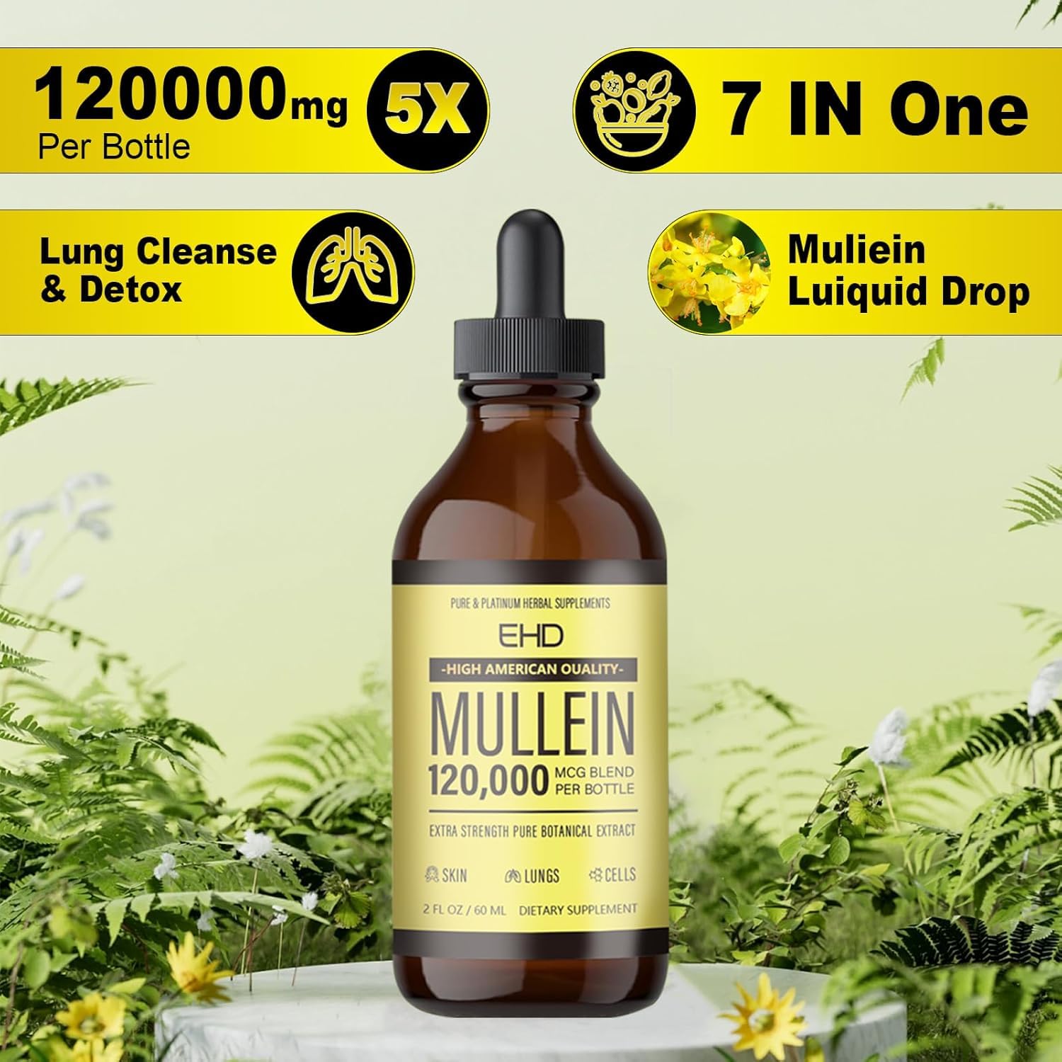 Back view of Generic Organic Mullein Drops 141g bottle
