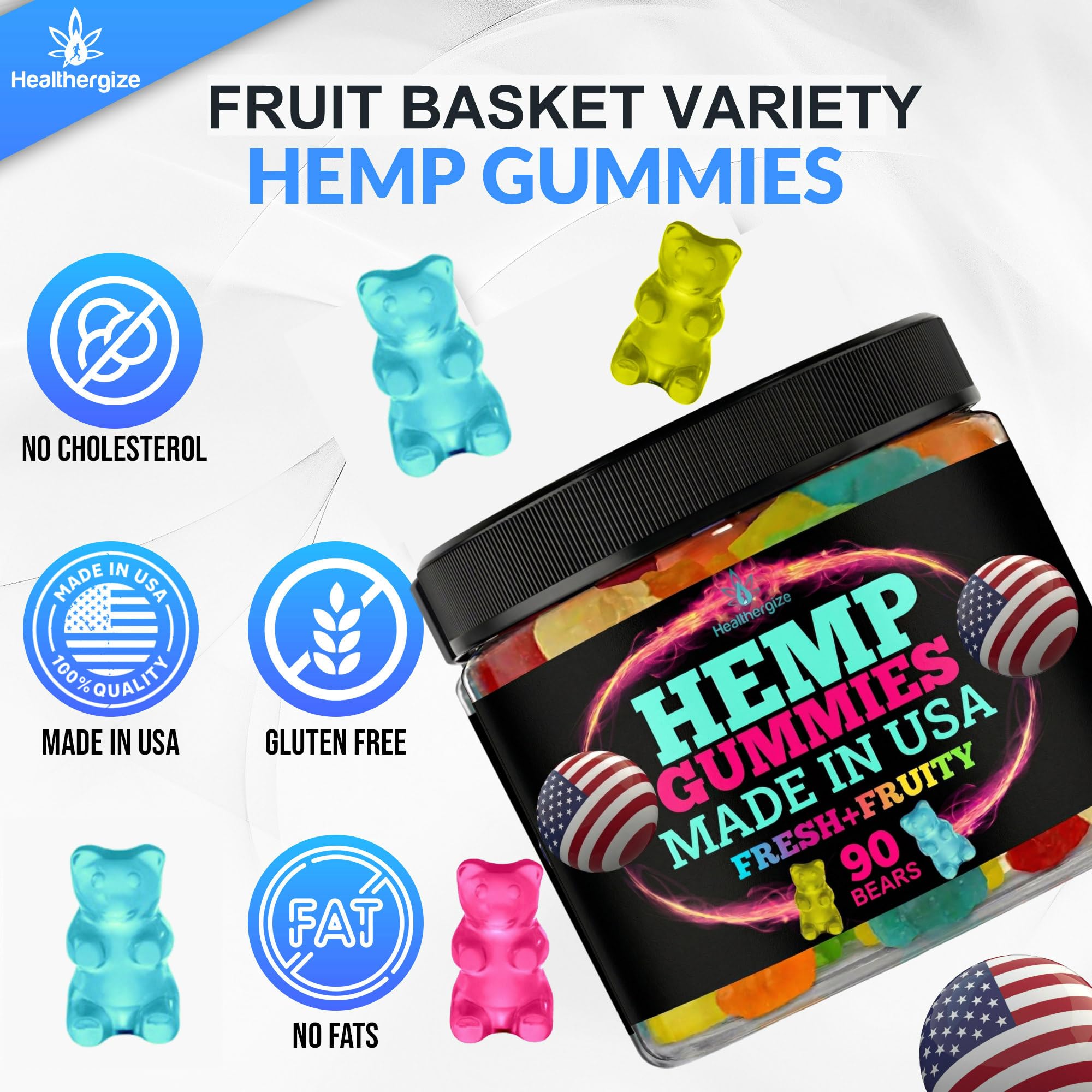 Back view of Healthergize Hemp Gummies packaging
