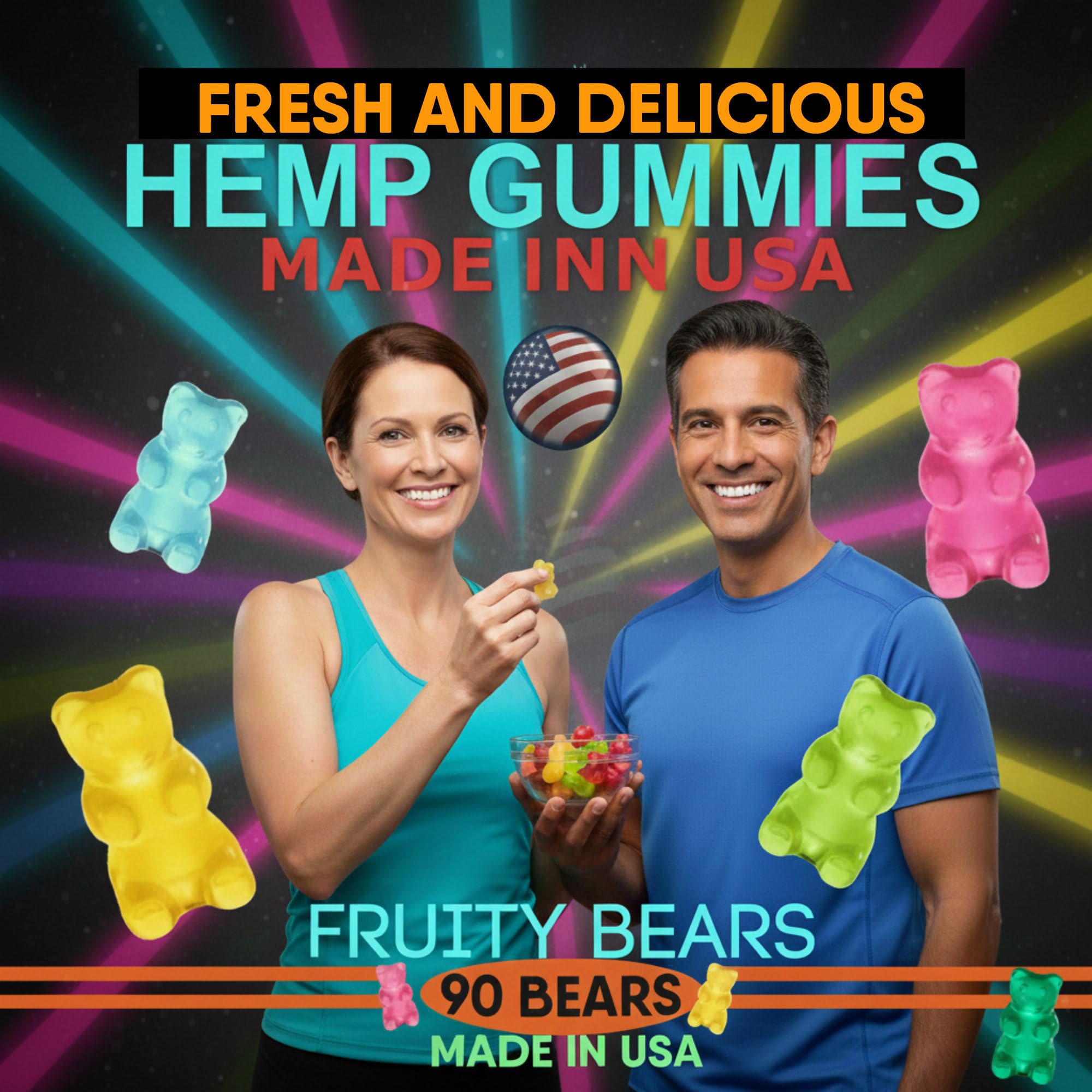 Back view of Healthergize Hemp Gummies packaging with ingredients list