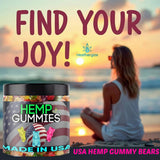 Back view of Healthergize Hemp Oil Gummies jar with ingredients listed
