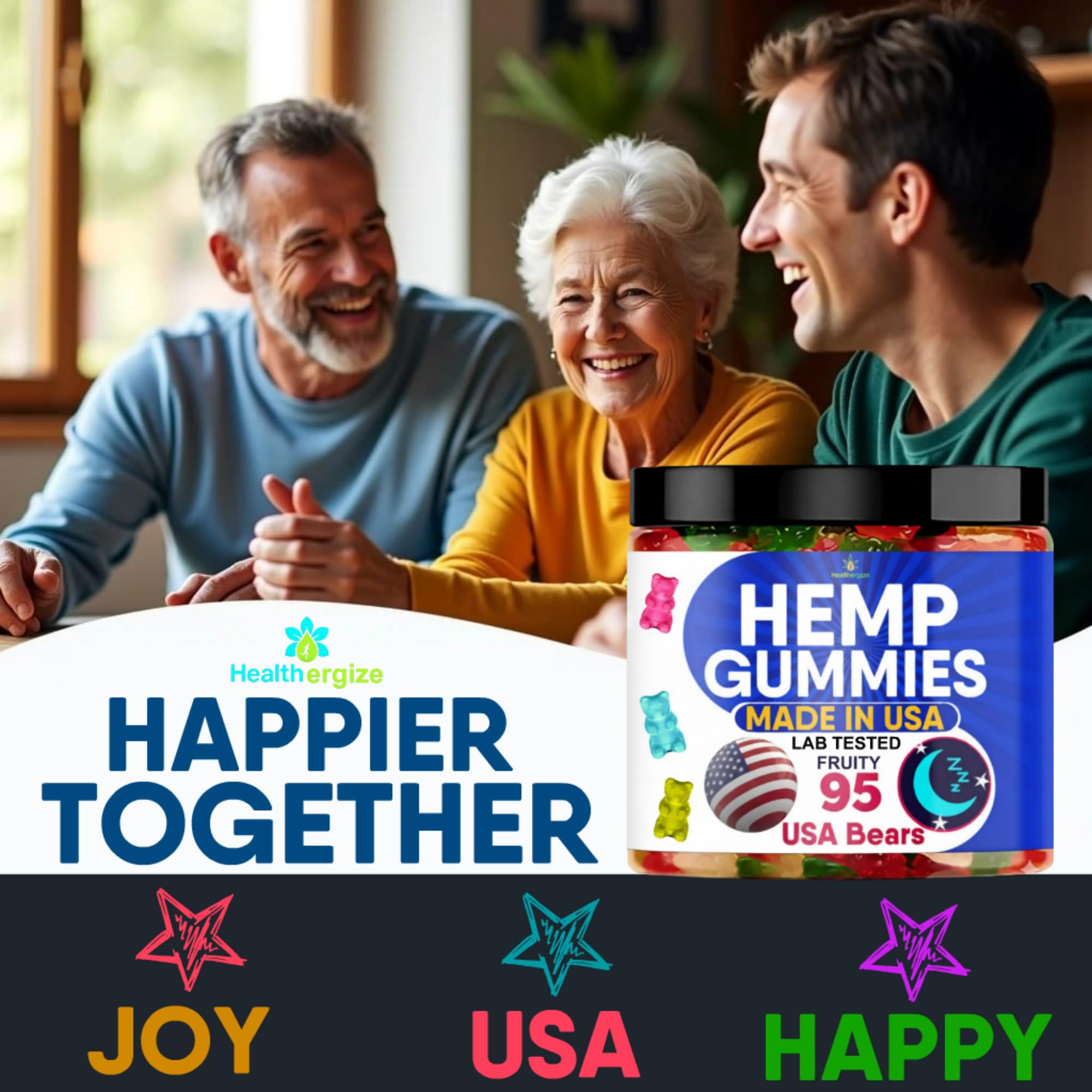 Back view of Healthergize Hemp Oil Gummies packaging