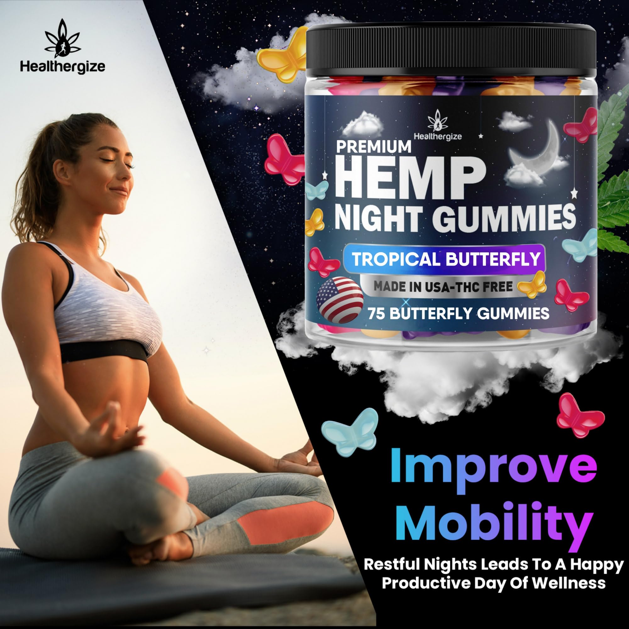 Back view of Healthergize Hemp Oil Gummies packaging