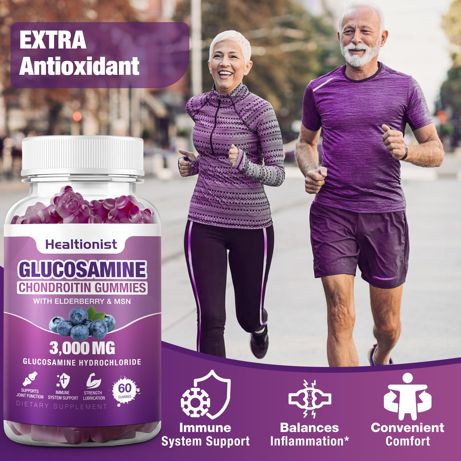 Back view of Healtionist Glucosamine Chondroitin Gummies packaging