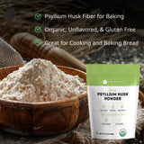 Back view of Kate Naturals Organic Psyllium Husk Powder 649g packaging with nutritional information