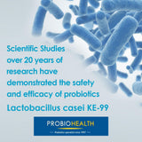 Back view of KE-99 LACTO Probiotic Capsules packaging