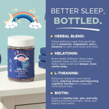 Back view of MAKE TIME Beauty Sleep Gummies packaging