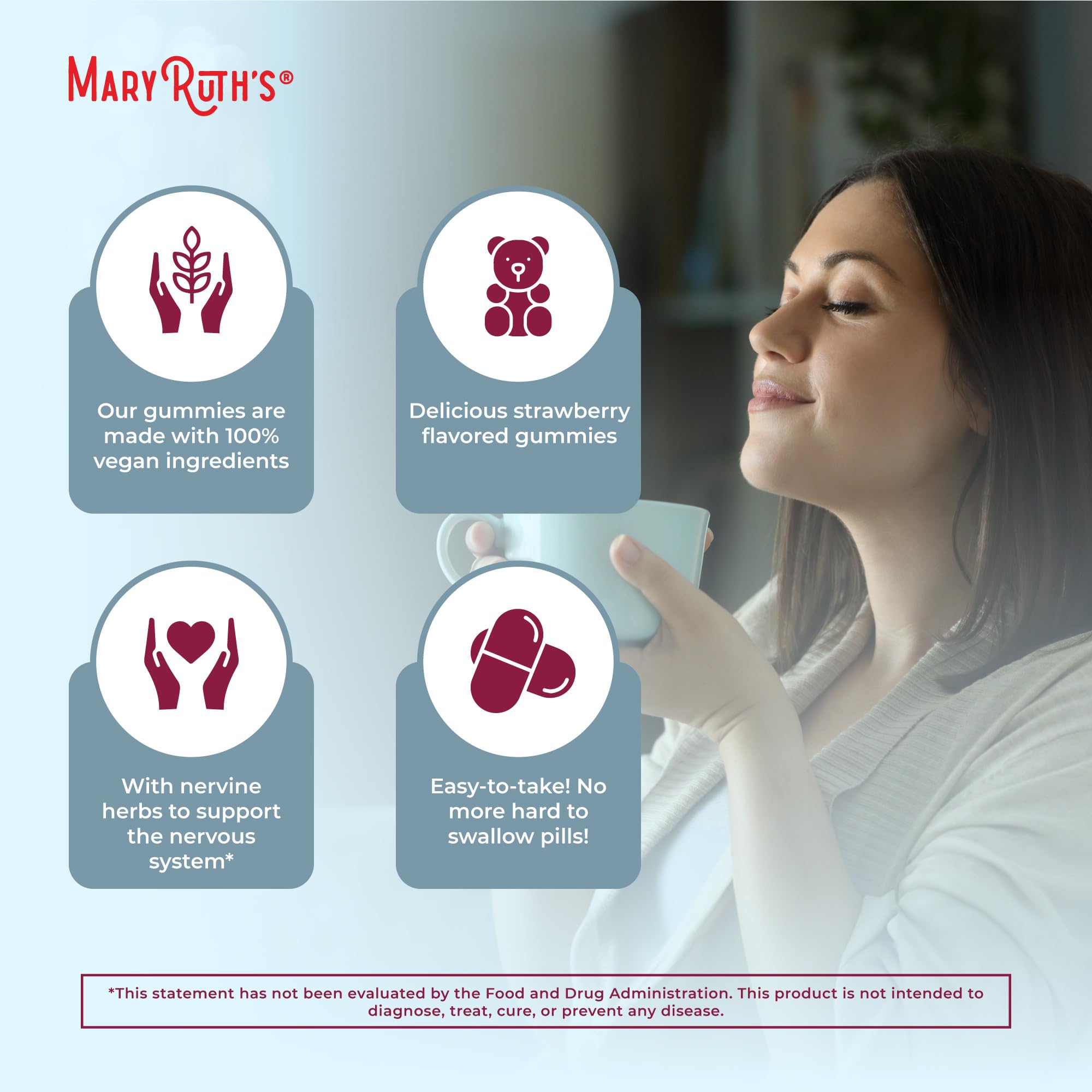 Back view of MARYRUTH'S Vegan Sleep Gummies packaging