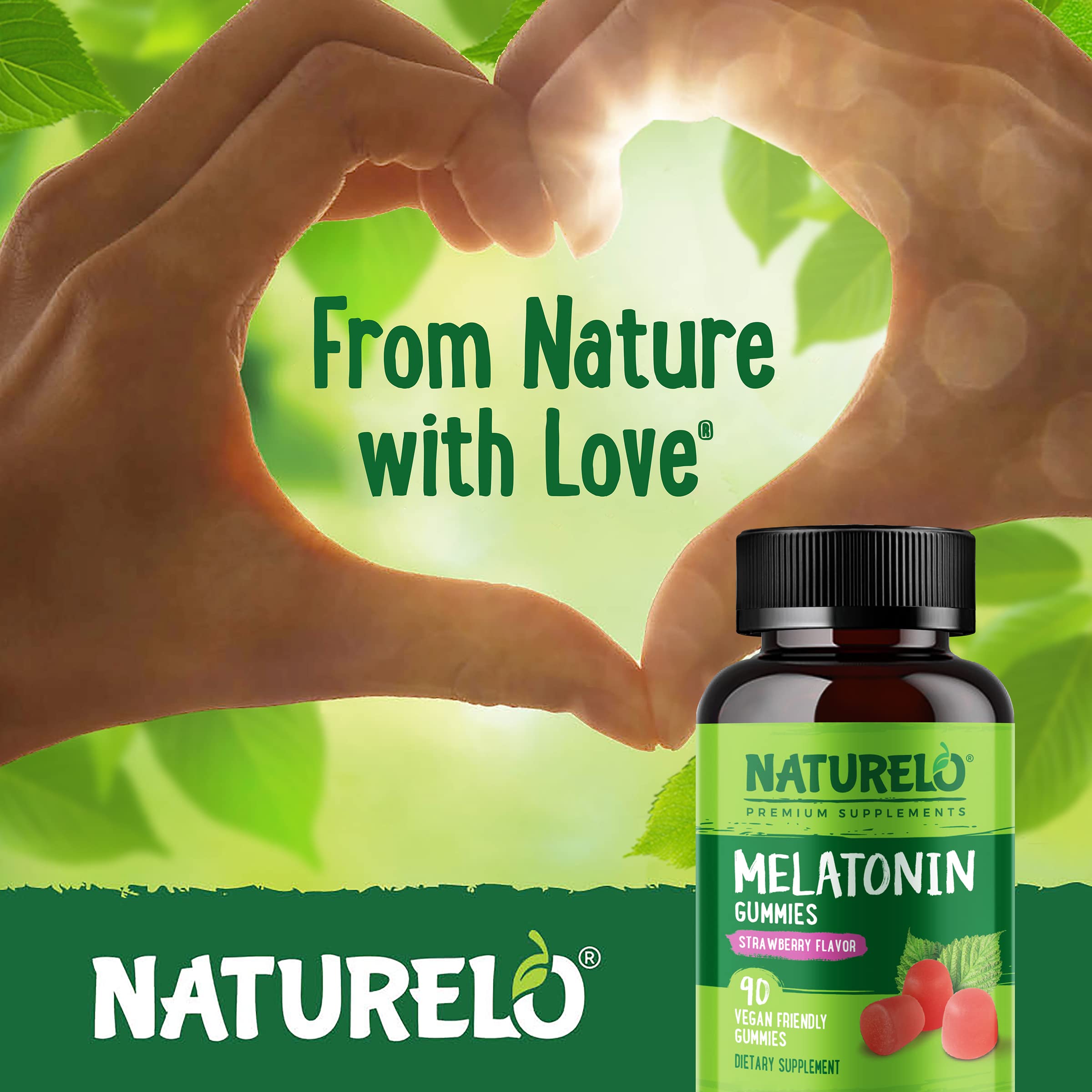 Back view of NATURELO Melatonin Gummies packaging