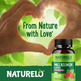 Back view of NATURELO Melatonin Gummies packaging